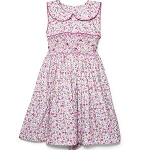Floral Pink Kids Formal LINEN Dress spring dress summer dress